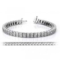 Channel Set Princess Cut Diamond Tennis Bracelet 14k White Gold 4.00ct