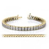 Channel Set Princess Cut Diamond Tennis Bracelet 14k Y. Gold 5.00ct
