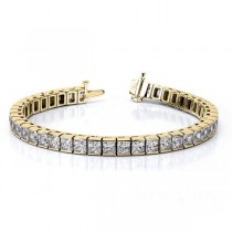 Channel Set Princess Cut Diamond Tennis Bracelet 14k Y Gold 8.50ct