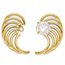 Angle Wing Shaped Earring Jackets in Plain Metal 14k Yellow Gold