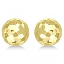 Half Disco Ball Hammered Stud Earrings 14k Yellow Gold