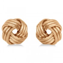 Triple Row Love Knot Stud Earrings in 14k Rose Gold