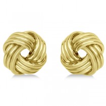 Triple Row Love Knot Stud Earrings in 14k Yellow Gold