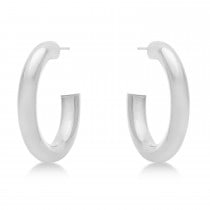 Medium Open Hoop Earrings 14k White Gold