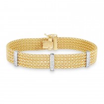 Large Five Row Popcorn Diamond Bracelet 14K Gold