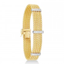 Large Five Row Popcorn Diamond Bangle Bracelet 14K Yellow Gold (0.27 ct)