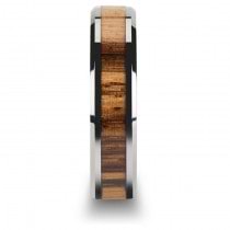 Beveled Edges and Real Zebra Wood Inlay Tungsten Wedding Band (4mm)