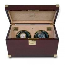 Rapport London Captain's Dual Watch Winder in Polished Mahogany Wood