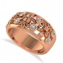 Diamond Fleur De Lis Bezel Ring 14k Rose Gold (0.16ct)