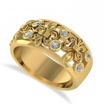 Diamond Fleur De Lis Bezel Ring 14k Yellow Gold (0.16ct)