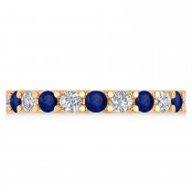Diamond & Blue Sapphire Eternity Wedding Band 14k Rose Gold (2.10ct)