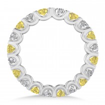 Yellow & White Diamond Eternity Wedding Band 14k White Gold (2.10ct)