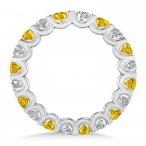 Diamond & Yellow Sapphire Eternity Wedding Band 14k White Gold (2.10ct)