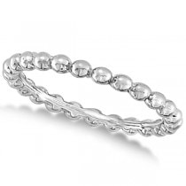 Women's Plain Metal Solid Beaded Stackable Ring 14k White Gold