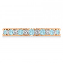 Princess Diamond & Aquamarine Wedding Band 14k Rose Gold (1.86ct)
