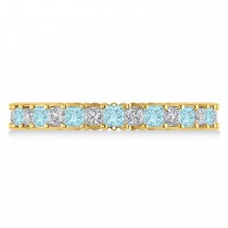 Princess Diamond & Aquamarine Wedding Band 14k Yellow Gold (1.86ct)