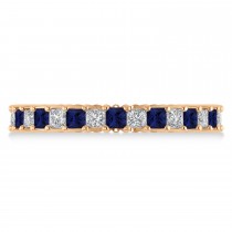 Princess Diamond & Blue Sapphire Wedding Band 14k Rose Gold (1.86ct)