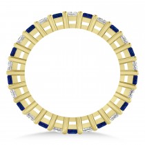 Princess Diamond & Blue Sapphire Wedding Band 14k Yellow Gold (1.86ct)
