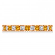 Princess Diamond & Citrine Wedding Band 14k Rose Gold (1.86ct)