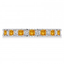 Princess Diamond & Citrine Wedding Band 14k White Gold (1.86ct)