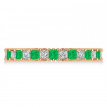Princess Diamond & Emerald Wedding Band 14k Rose Gold (1.86ct)