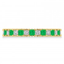 Princess Diamond & Emerald Wedding Band 14k Yellow Gold (1.86ct)
