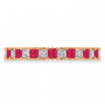Princess Diamond & Ruby Wedding Band 14k Rose Gold (1.86ct)