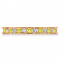 Princess Yellow & White Diamond Wedding Band 14k Rose Gold (1.86ct)
