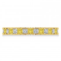 Princess Yellow & White Diamond Wedding Band 14k Yellow Gold (1.86ct)