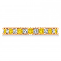 Princess Diamond & Yellow Sapphire Wedding Band 14k Rose Gold (1.86ct)
