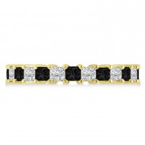 Princess Cut Black & White Diamond Eternity Wedding Band 14k Yellow Gold (2.60ct)