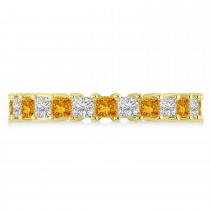 Princess Cut Diamond & Citrine Eternity Wedding Band 14k Yellow Gold (2.60ct)