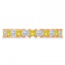 Princess Cut Yellow & White Diamond Eternity Wedding Band 14k Rose Gold (2.60ct)