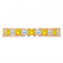 Princess Cut Diamond & Yellow Sapphire Eternity Wedding Band 14k Rose Gold (2.60ct)