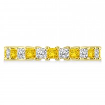 Princess Cut Diamond & Yellow Sapphire Eternity Wedding Band 14k Yellow Gold (2.60ct)