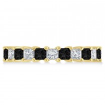 Princess Black & White Diamond Wedding Band 14k Yellow Gold (3.12ct)