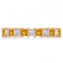 Princess Diamond & Citrine Wedding Band 14k Rose Gold (3.12ct)