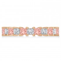 Princess Diamond & Morganite Wedding Band 14k Rose Gold (3.12ct)