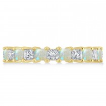 Princess Diamond & Opal Wedding Band 14k Yellow Gold (3.12ct)