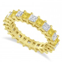 Princess Yellow & White Diamond Wedding Band 14k Yellow Gold (3.12ct)