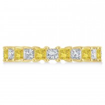 Princess Yellow & White Diamond Wedding Band 14k Yellow Gold (3.12ct)