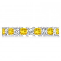 Princess Diamond & Yellow Sapphire Wedding Band 14k White Gold (3.12ct)