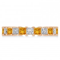 Princess Diamond & Citrine Wedding Band 14k Rose Gold (4.18ct)
