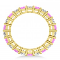 Princess Diamond & Pink Sapphire Wedding Band 14k Yellow Gold (4.18ct)