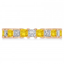 Princess Yellow & White Diamond Wedding Band 14k Rose Gold (3.96ct)