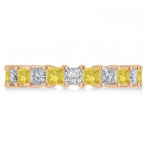 Princess Diamond & Yellow Sapphire Wedding Band 14k Rose Gold (4.18ct)