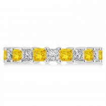 Princess Diamond & Yellow Sapphire Wedding Band 14k White Gold (4.18ct)