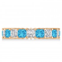 Princess Diamond & Blue Topaz Wedding Band 14k Rose Gold (5.61ct)