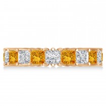 Princess Diamond & Citrine Wedding Band 14k Rose Gold (5.61ct)