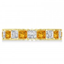 Princess Diamond & Citrine Wedding Band 14k Yellow Gold (5.61ct)